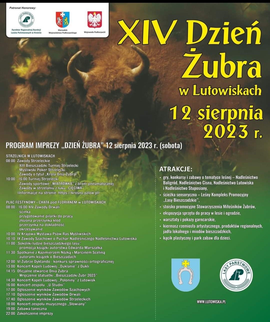 Powrót Dnia Żubra! Gmina Lutowiska zaprasza na niezapomnianą edycję imprezy 12 sierpnia 2023 r.