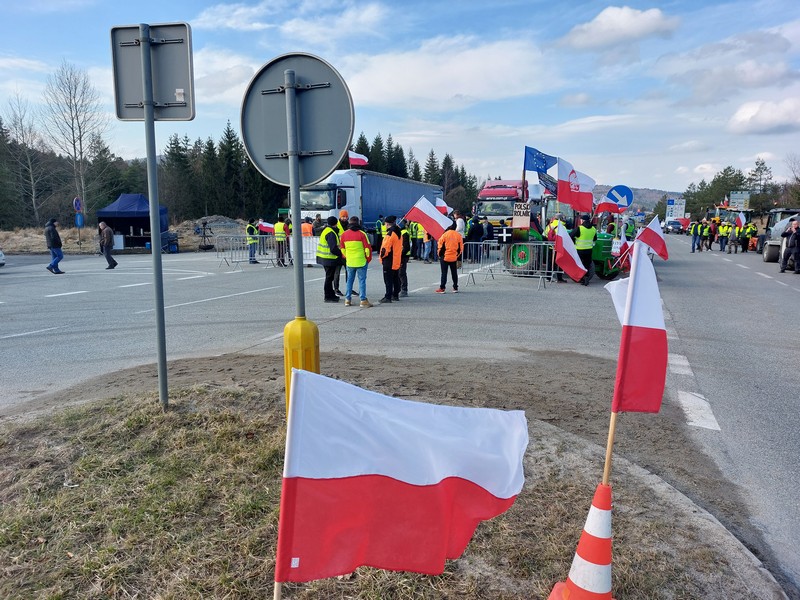 Potrącenie pieszego podczas protestu rolników w Barwinku